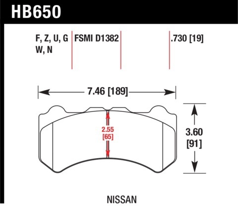 Тормозные колодки HAWK Performance Ceramic Nissan GT-R 09-16, передние HB650Z.730, передние HB650Z.730 - Фото 1