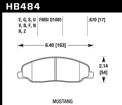 Тормозные колодки HAWK HPS Ford Mustang 05-14, передние, HB484F.670 - Фото 1