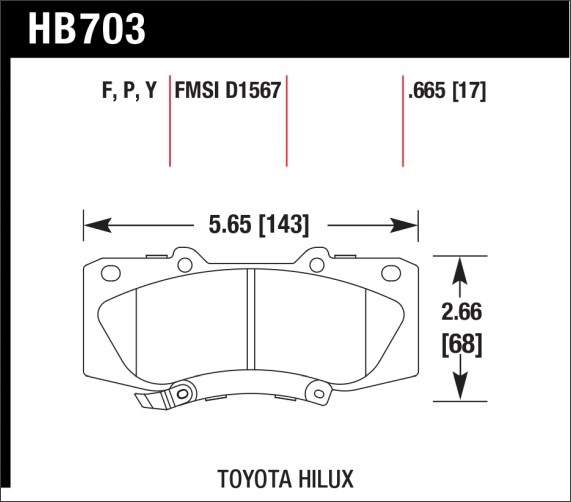 Тормозные колодки HAWK LTS Toyota Hilux 05+ передние HB703Y.665 - Фото 1