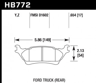 Гальмівні колодки HAWK LTS Ford F-150 2012-2016, задні HB772Y.654 - Фото 1