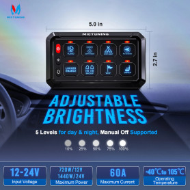 Панель керування додатковим електрообладнанням 12/24V на 8 кнопок Mictuning - Фото 2