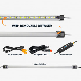Походная LED-лампа HardKorr 48 см, белый/оранжевый свет, работа от прикуривателя, регулятор яркости - Фото 2