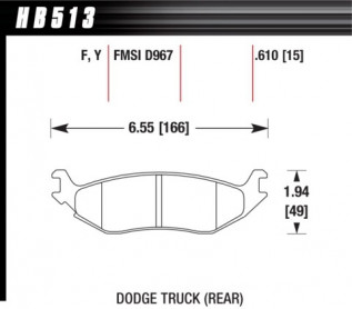 Тормозные колодки HAWK LTS Dodge RAM/Durango 2002-2016, задние HB513Y.610 - Фото 1