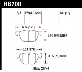 Тормозные колодки HAWK Perf.Ceramic BMW X5/X6 передние HB708Z.738 - Фото 1