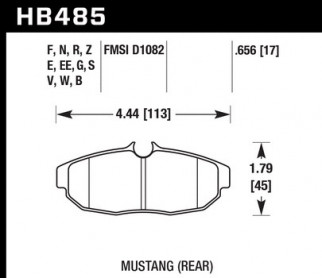 Гальмівні колодки  HAWK High Performance Street Ford Mustang 2005-2014, задні HB485F.656 - Фото 1