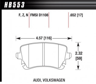 Тормозные колодки HAWK HPS Audi A/S6, A/S8, задние HB553F.652 - Фото 1
